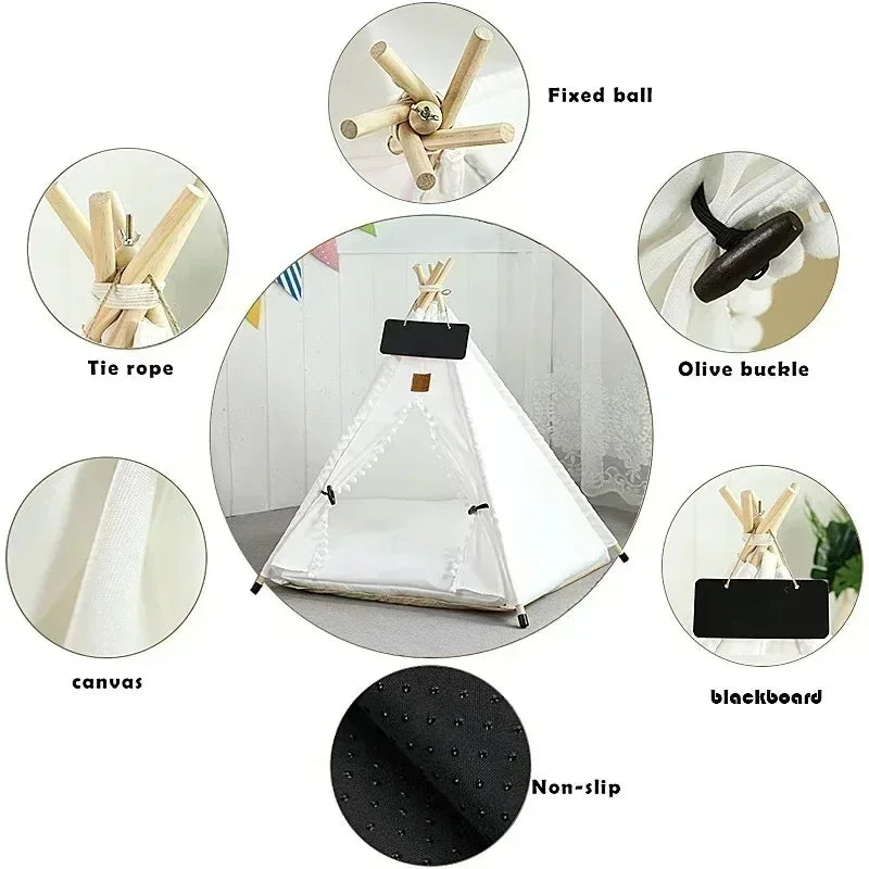 Outdoor Indoor Pet Tent Portable Removable Washable Dog House with Thick Cushion Anti-Slip Base Ideal for Small To Medium Cats