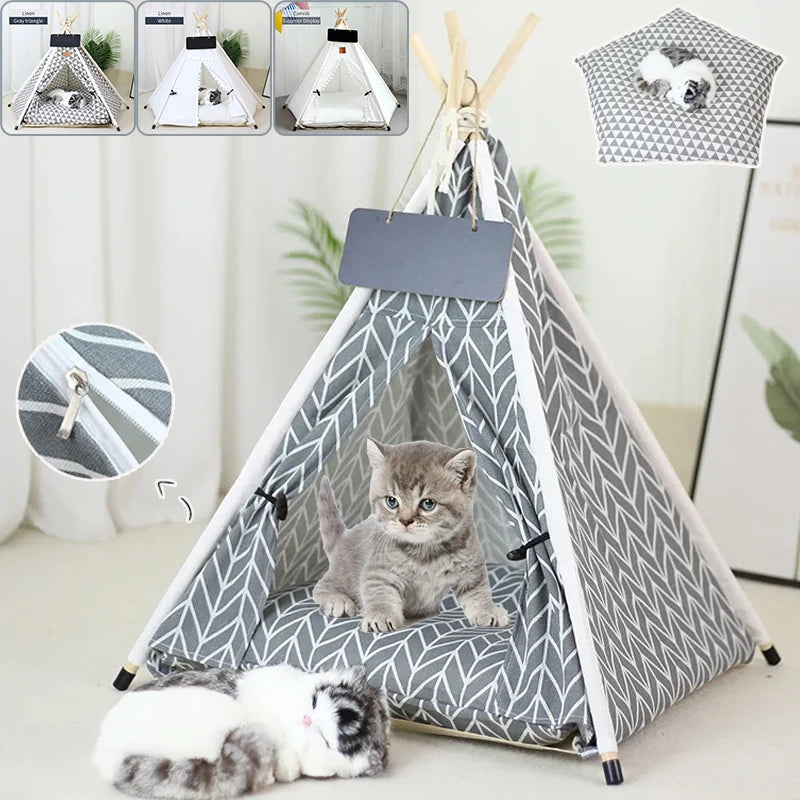 Outdoor Indoor Pet Tent Portable Removable Washable Dog House with Thick Cushion Anti-Slip Base Ideal for Small To Medium Cats