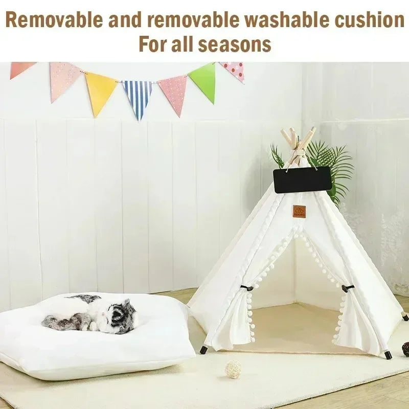 Outdoor Indoor Pet Tent Portable Removable Washable Dog House with Thick Cushion Anti-Slip Base Ideal for Small To Medium Cats