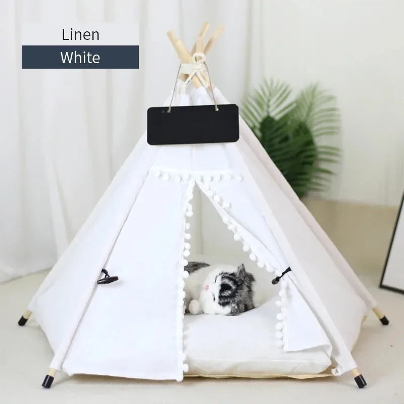 Outdoor Indoor Pet Tent Portable Removable Washable Dog House with Thick Cushion Anti-Slip Base Ideal for Small To Medium Cats